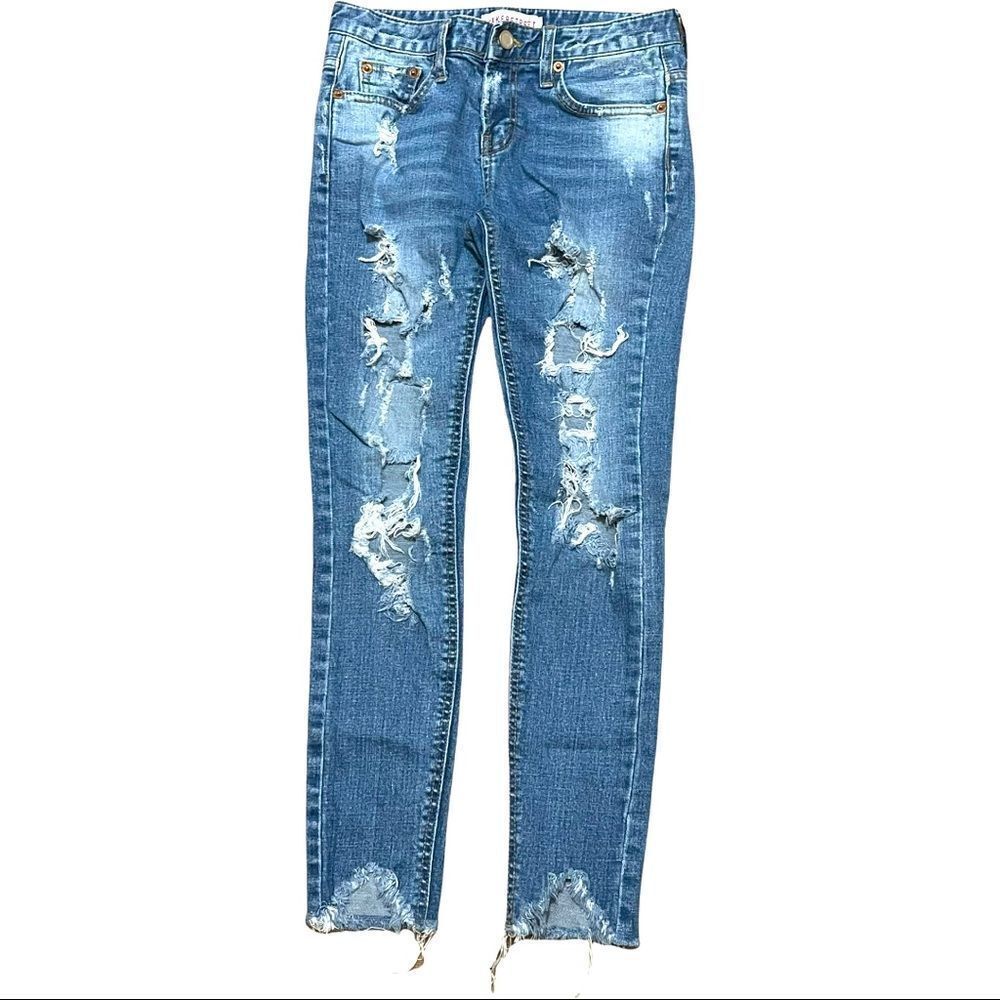 Bakerstreet Distressed Skinny Raw Hem Jeans SIZE 26